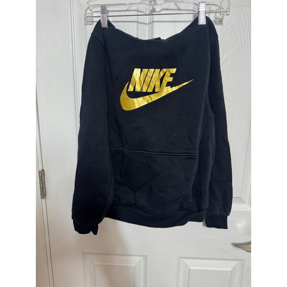 Nike Kids Sportswear Pullover Hoodie Black Gold Futura Logo Size Large L